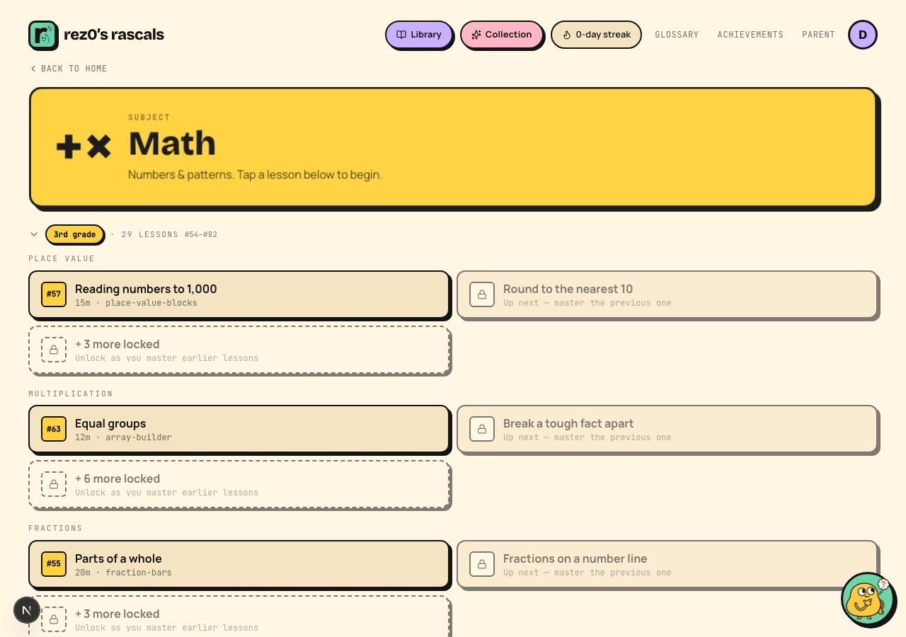 Subject page